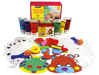 COFFRET PBO ATELIER TACTICOLOR GOUACHE AU DOIGT + MASQUES + ACCESOIRES POUR 24 ENFANTS