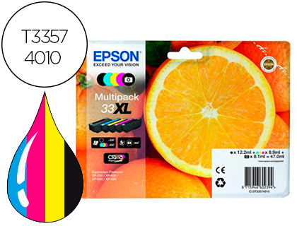 CARTOUCHE EPSON T3357 33XL JET D'ENCRE PACK NOIR + 4 COLORIS