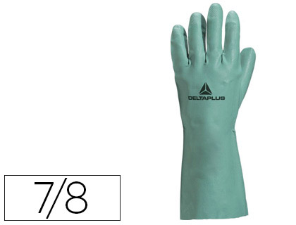 GANT NITRILE DELTAPLUS FLOQU COTON LONGUEUR 33CM PAISSEUR 0.40MM COLORIS VERT TAILLE 7/8 PAIRE