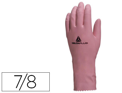 GANT MNAGE DELTAPLUS LATEX FLOQU LONGUEUR 30CM PAISSEUR 0.38MM COLORIS ROSE TAILLE 7/8 PAIRE
