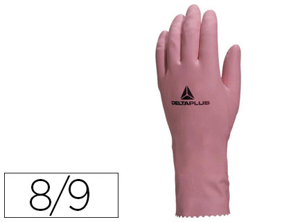 GANT MNAGE DELTAPLUS LATEX FLOQU LONGUEUR 30CM PAISSEUR 0.38MM COLORIS ROSE TAILLE 8/9 PAIRE