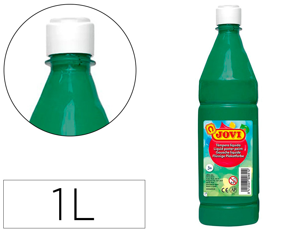 GOUACHE LIQUIDE JOVI BASIC TOUT SUPPORT PAPIER CARTON    BOIS TISSU PATE A MODELER 1L  COLORIS VERT FONCE