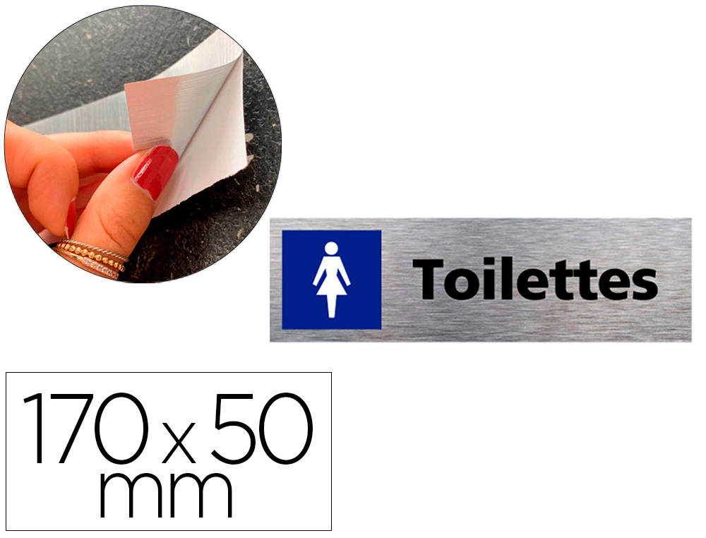 PLAQUE DE PORTE TOILETTES FEMMES SIGNALETIQUE BIZ       PICTOGRAMME EN ALUMINIUM      BROSSE DOUBLE FACE