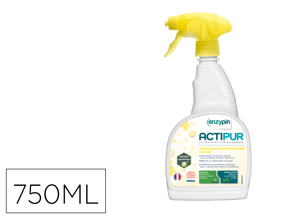 DEGRAISSANT DESINFECTANT ENZYMATIQUE ACTIPUR CUISINES  ECOCERT SPRAY 750 ML