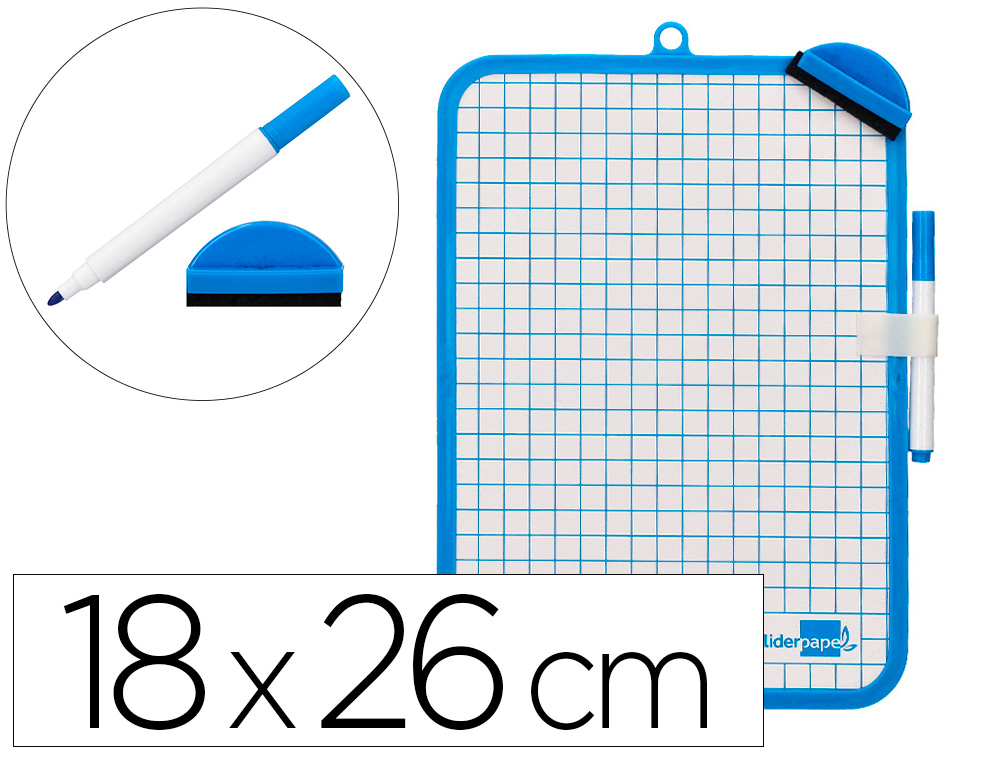 ARDOISE SCOLAIRE LIDERPAPEL 18X26CM DOUBLE FACE UNIE ET   QUADRILLEE AVEC FEUTRE ET     EFFACETTE MAGNETIQUE COLORIS