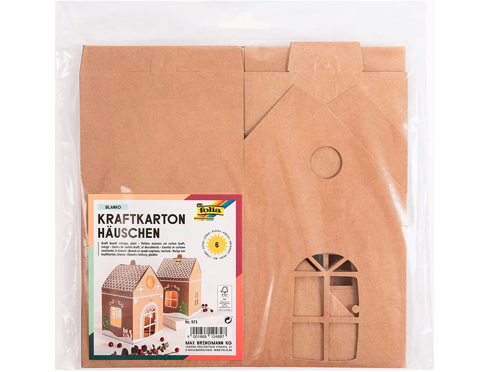 PETITE MAISON EN CARTON KRAFT 6 PIECES PRE DECOUPEES TAILLE MAISON ENV. 110X110X190MM