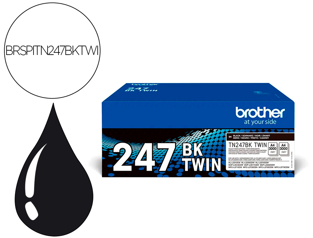TONER BROTHER ENCRE NOIR TN2472X3000P PACK DE 2 UNITES