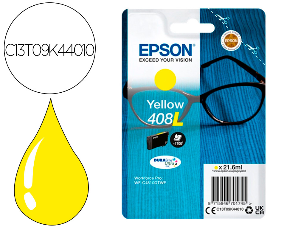 CARTOUCHE EPSON JET D'ENCRE 408XL JAUNE 1700P