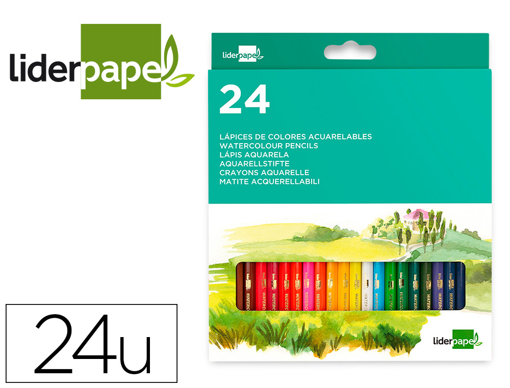 CRAYON COULEUR LIDERPAPEL AQUARELLABLE COLORIS ASSORTIS  TUI CARTON 24 UNIT S