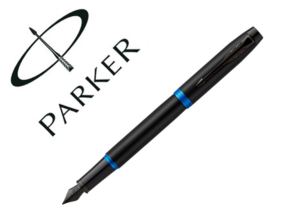STYLO-PLUME PARKER IM VIBRANT RINGS NOIR LAQUE DETAILS BLEU OCEAN POINTE MOYENNE ENCRE    BLEU ETUI CADEAU