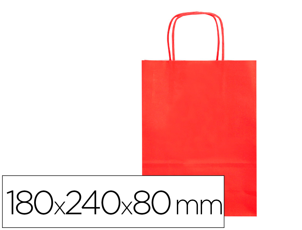 SAC PAPIER Q-CONNECT CELLULOSE XS ANSE TORSADEE    180X240X80MM COLORIS ROUGE