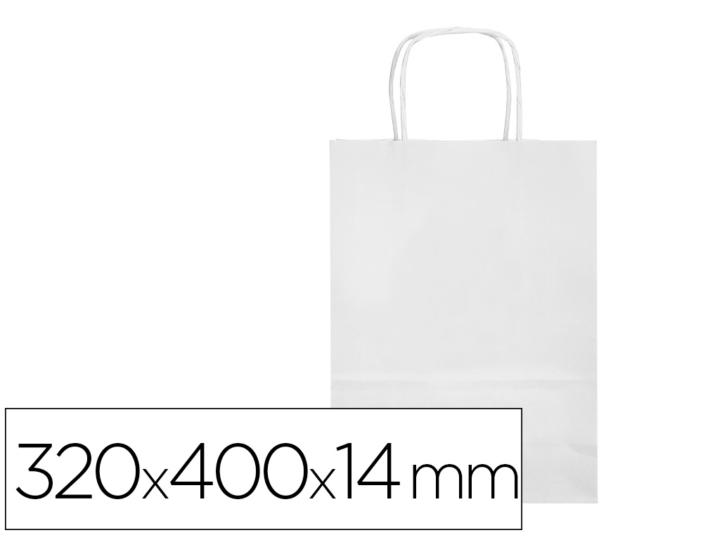 SAC PAPIER Q-CONNECT CELLULOSE L ANSE TORSADEE     320X400X14MM COLORIS BLANC