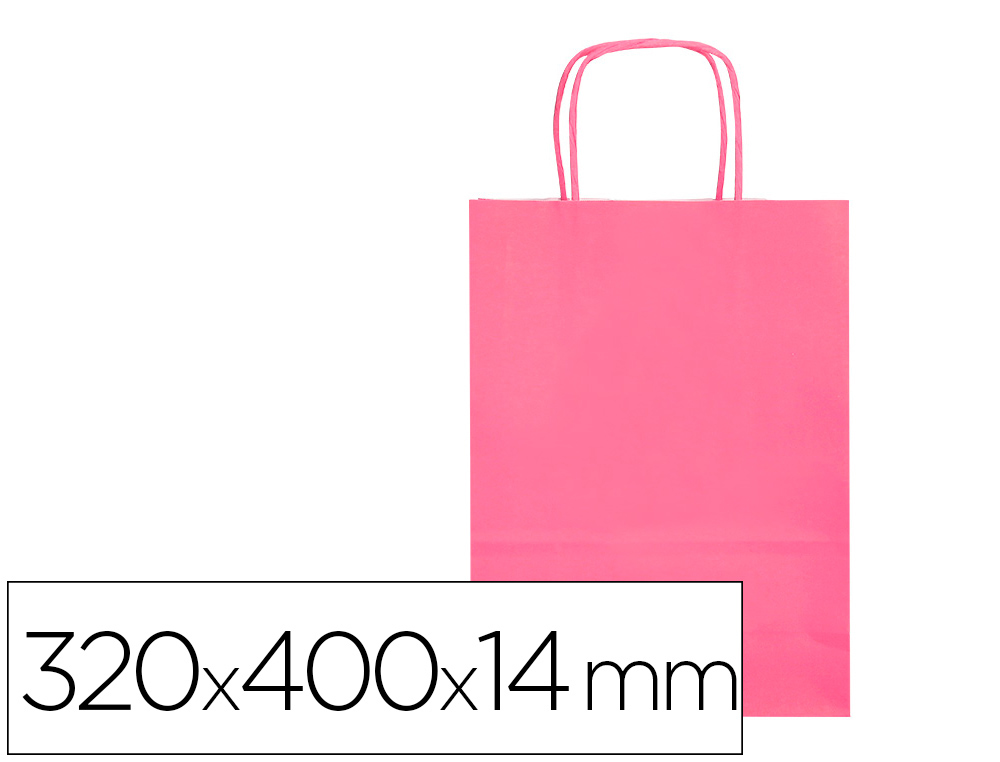 SAC PAPIER Q-CONNECT CELLULOSE L ANSE TORSADEE     320X400X14MM COLORIS ROSE
