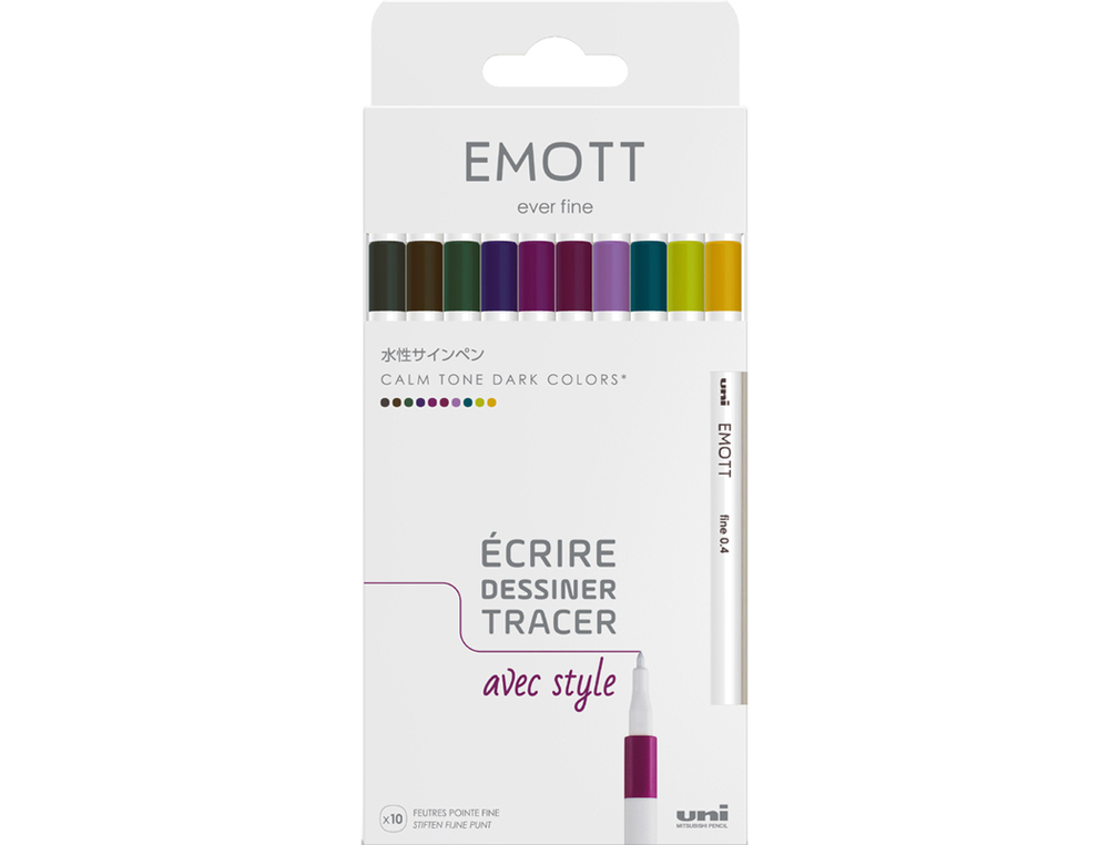 FEUTRE UNIBALL EMOTT CALM-TONE COLORS POINTE FINE  COLORIS ASSORTIS POCHETTE 10  UNITES