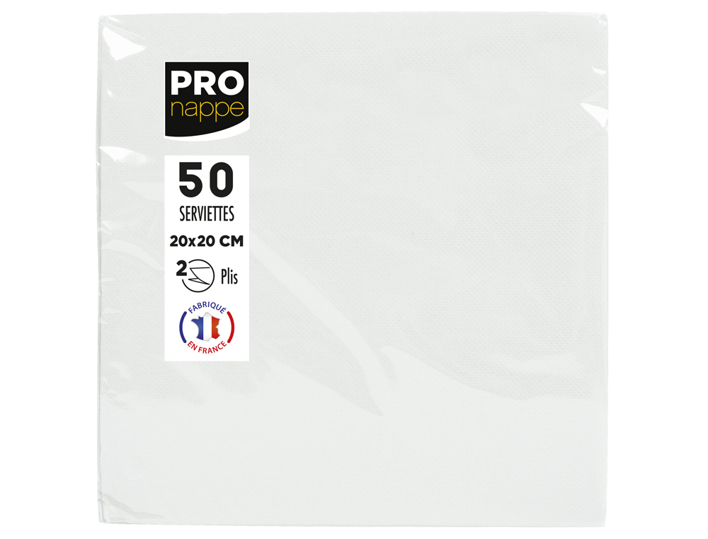 SERVIETTE EXACOMPTA COCKTAIL MICRO-GAUFFRE OUATE 2 PLIS    20X20CM COLORIS BLANC PAQUET  50 UNITES