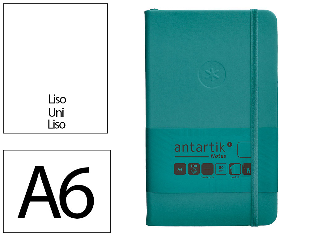 CARNET FERMETURE ELASTIQUE ANTARTIK NOTES COUVERTURE RIGIDE A6 PAPIER UNI IVOIRE 100 FEUILLES 80GR FSC VERT PAON