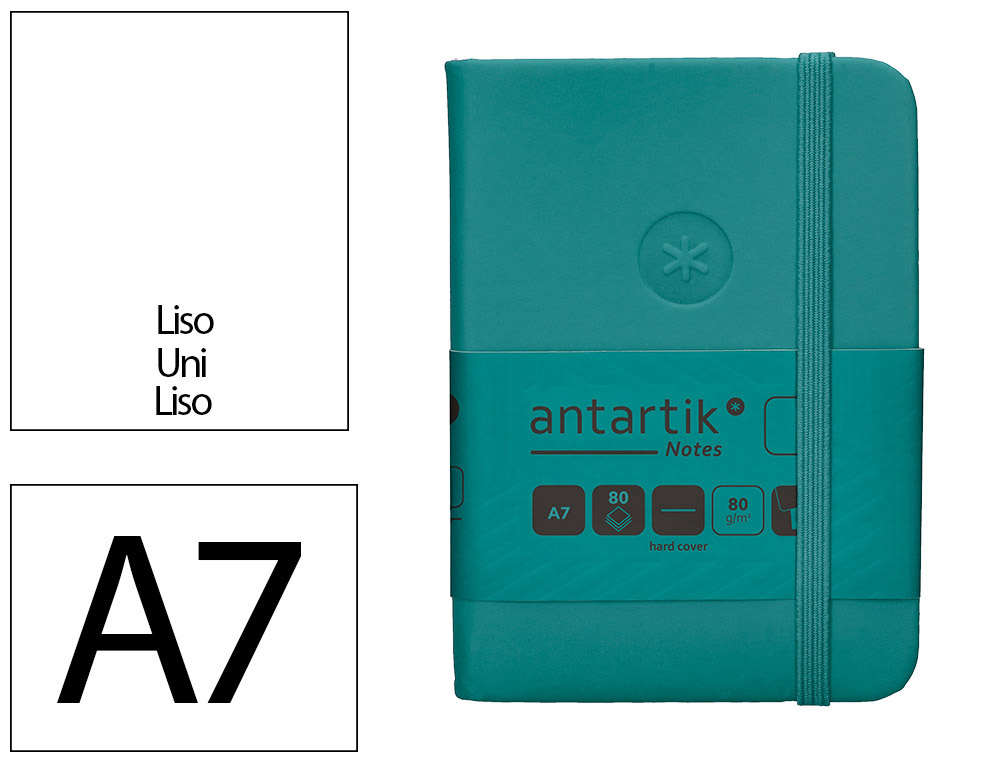 CARNET A7 ANTARTIK NOTES PAPIER UNI IVOIRE COUVERTURE  RIGIDE FERMETURE ELASTIQUE 80 PAGES 80GR COLORIS VERT PAON