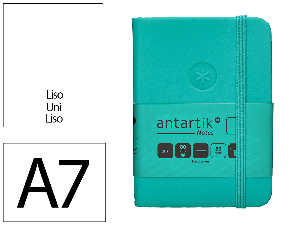 CARNET FERMETURE ELASTIQUE ANTARTIK NOTES COUVERTURE RIGIDE A7 PAPIER UNI IVOIRE 80 FEUILLES 80GR FSC VERT MENTHE