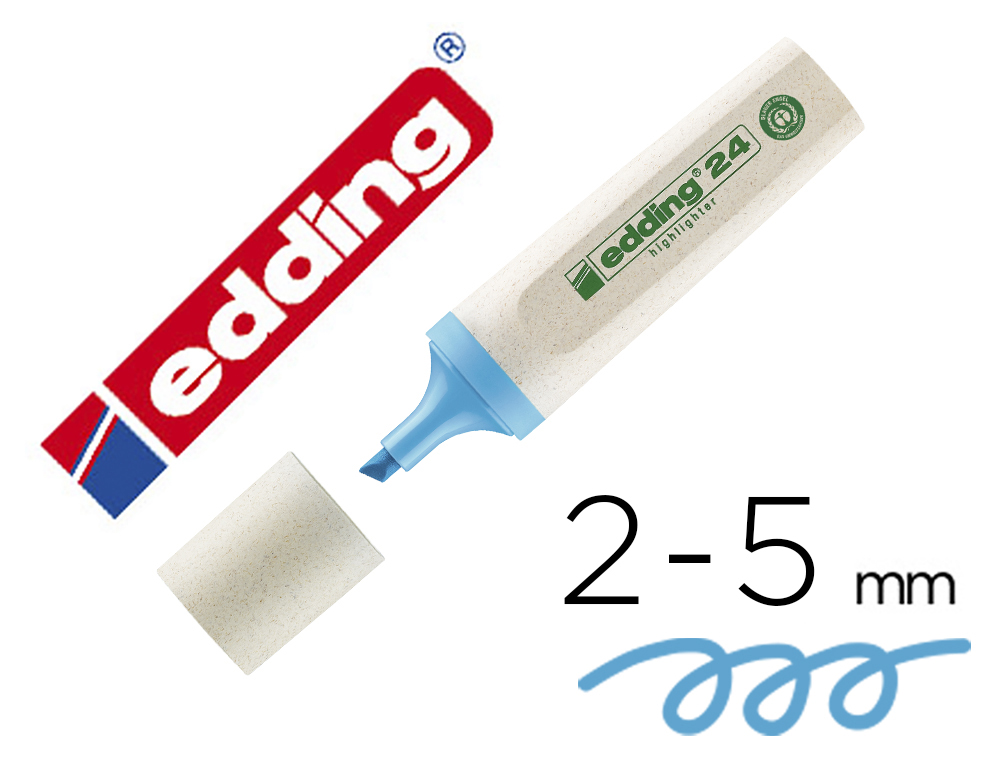 SURLIGNEUR EDDING 24 ECOLINE RECHARGEABLE POINTE BISEAUTEE TRACE 2/5MM ENCRE BASE EAU    COLORIS BLEU CLAIR
