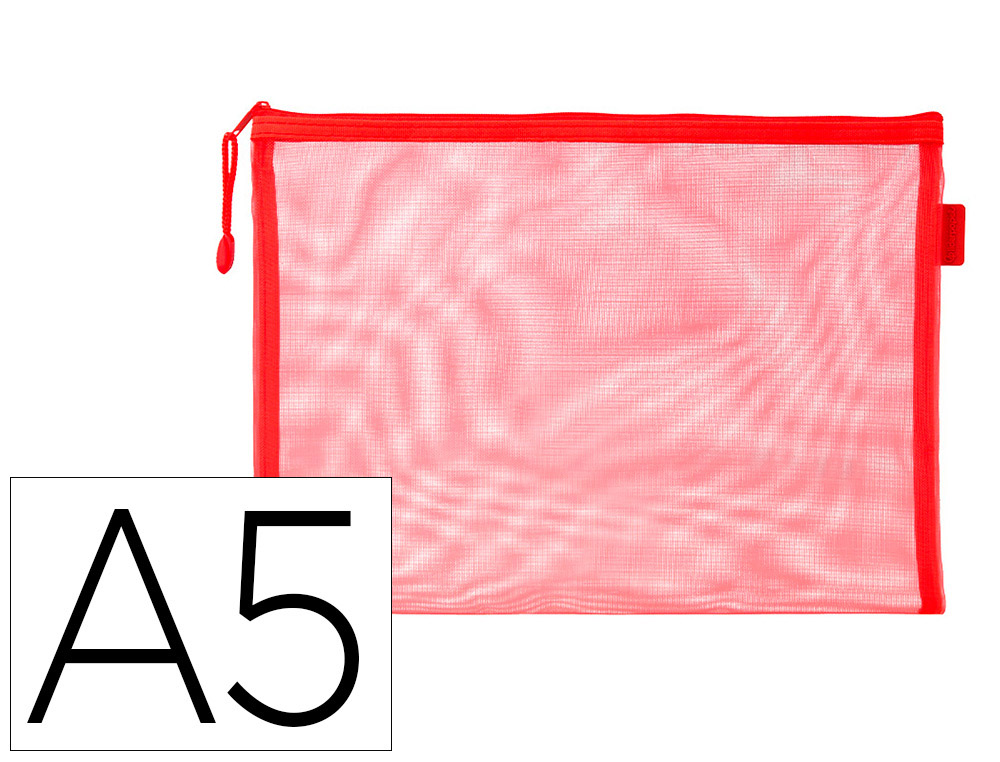 POCHETTE ZIP LIDERPAPEL A5 MULTIUSAGE FERMETURE ECLAIR   POLYESTER TRANSPIRABLE        COLORIS ROUGE