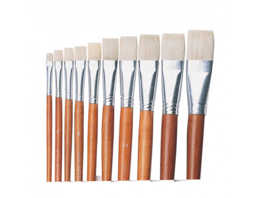BROSSE PLATE O'COLOR POILS EN SOIE DE PORC N 02 IDEAL       PEINTURE ACRYLIQUE VIROLE     ALUMINIUM ET MANCHE BOIS LOT