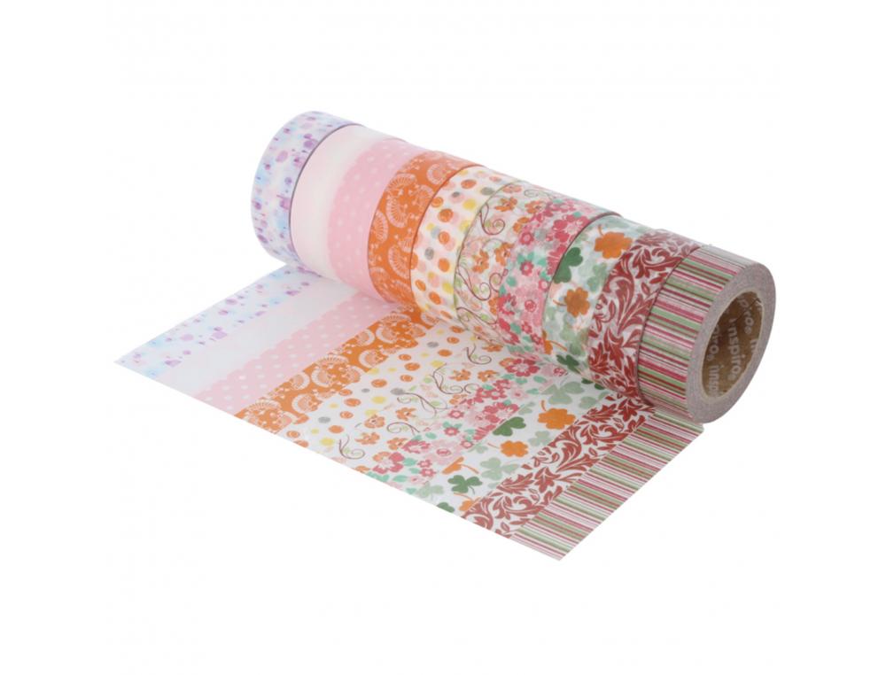 RUBAN ADHESIF INNSPIRO FANTAISIE DECOR FLORAL        15MMX10M LOT DE 10 UNITES