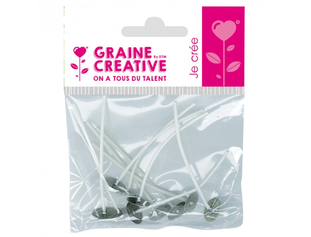 LOT MECHES SUR PIED GRAINE CREATIVE POUR BOUGIES 8       UNITES 10CM