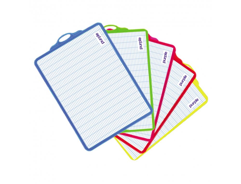 ARDOISE BLANCHE OFFICE PLAST 18,5X27,5 CM QUADRILLEE 1     FACE SEYES 1 FACE UNIE CADRE  5 COLORIS ASSORTIS