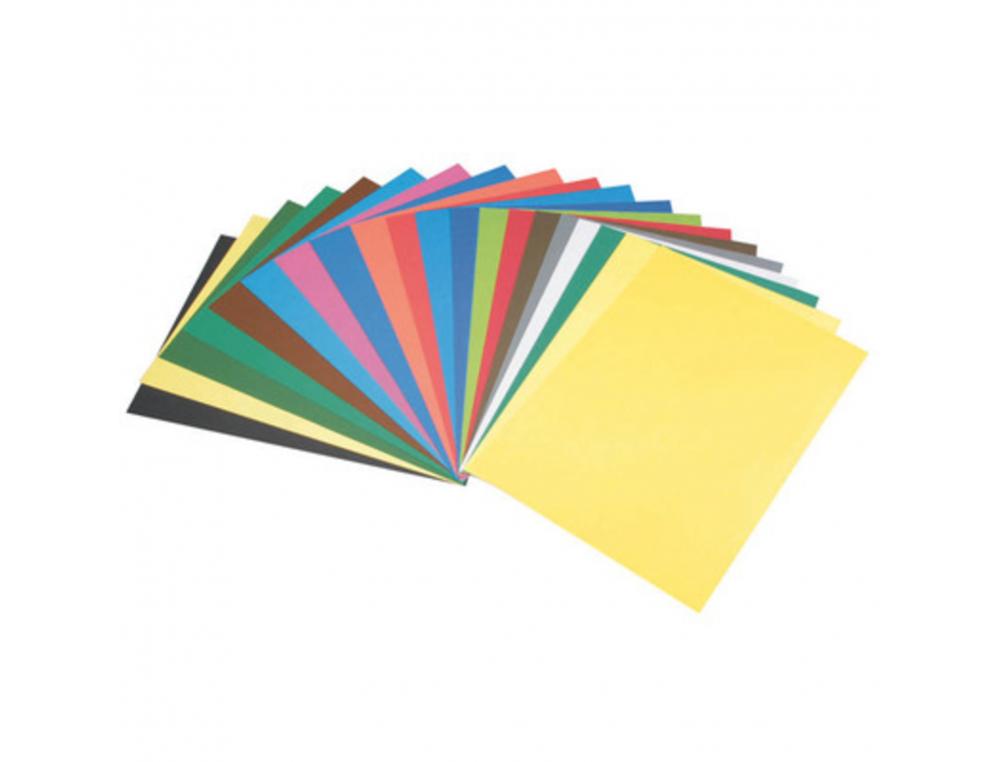 PAPIER DESSIN CLAIREFONTAINE CARTOLINE 50X65CM 130G        COLORIS ASSORTIS PAQUET 50    FEUILLES