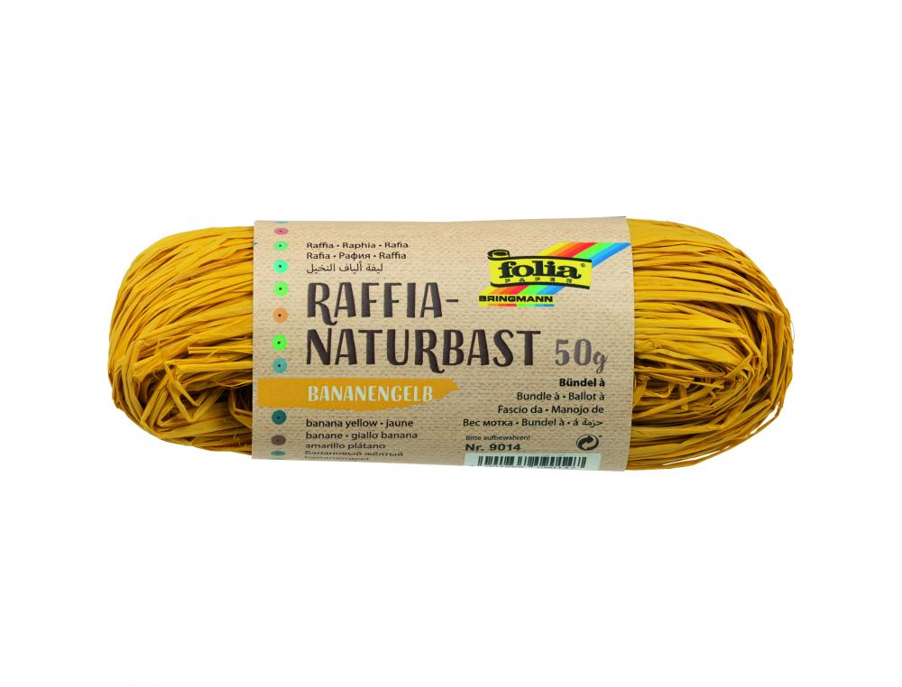 RAPHIA VEGETAL CLAIREFONTAINE COLORIS JAUNE PELOTE 50G
