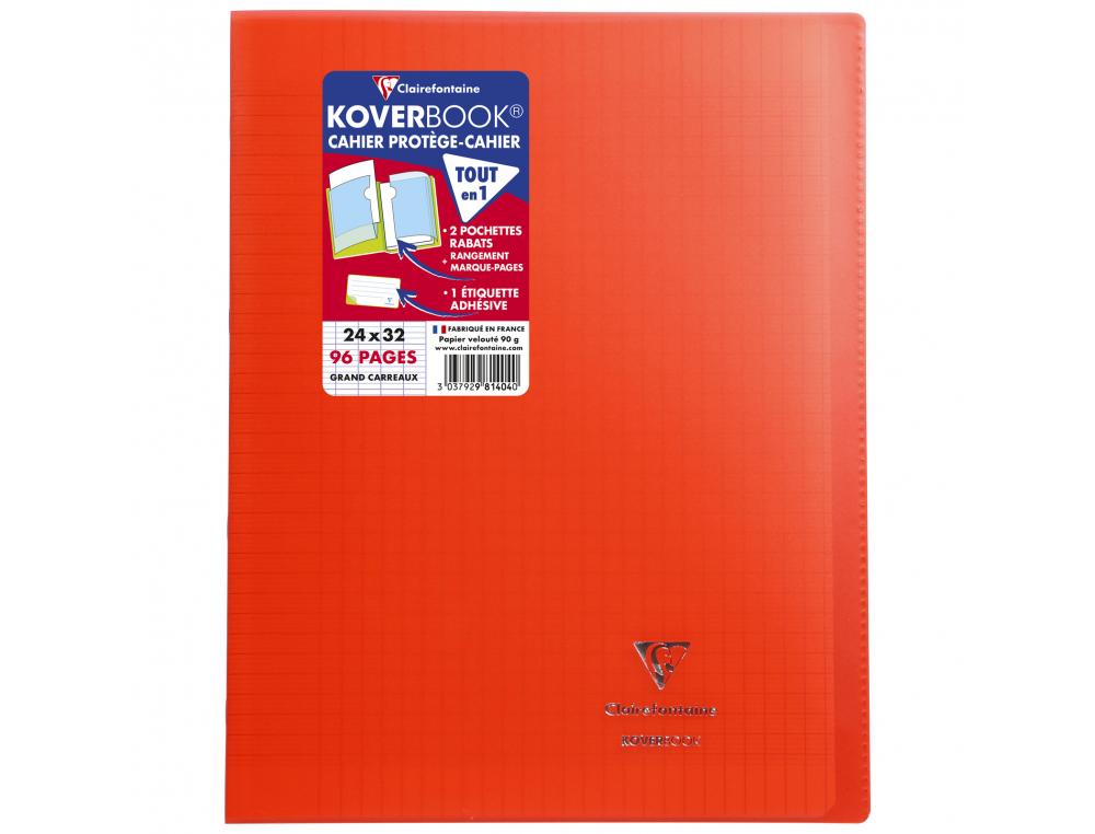 CAHIER PIQUE CLAIREFONTAINE KOVERBOOK COUVERTURE          POLYPROPYLENE 24X32CM 96      PAGES 90G SEYES COLORIS ROUGE