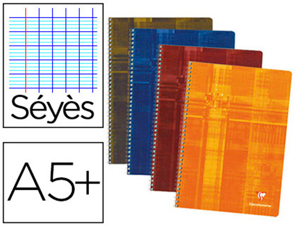 CAHIER CLAIREFONTAINE 17X22CM 100 PAGES SEYES PAPIER VELIN  VELOUTE 90G COUVERTURE        PELLICULEE RELIURE INTEGRALE