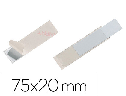 PORTE-TIQUETTE DURABLE AUTOCOLLANT PLASTIQUE SOUPLE TRANSPARENT 20X75MM BRISTOL BLANC SACHET 10 UNITS