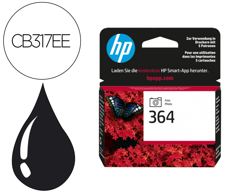 CARTOUCHE HP 364 JET D'ENCRE CB317EE PHOTO COULEUR NOIR