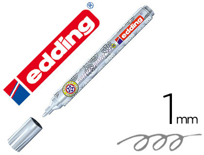 MARQUEUR EDDING ACTIVE PAINT POINTE FINE OGIVE ENCRE PIGMENTE OPAQUE LAQUE SYSTME VALVE COULEUR ARGENT