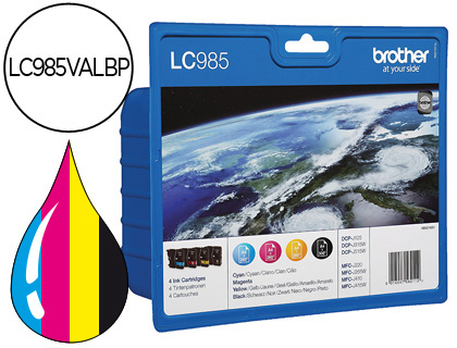 CARTOUCHE BROTHER JET D'ENCRE LC985VALBP PACK 4 ENCRES