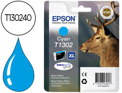 CARTOUCHE EPSON T1302 JET D'ENCRE C13T13024010 COULEUR CYAN 800P