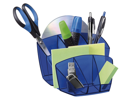 POT MULTIFONCTIONS CEP POLYSTYRNE ANTICHOC BRILLANT 8 COMPARTIMENTS 143X93X158MM COLORIS BLEU HAPPY