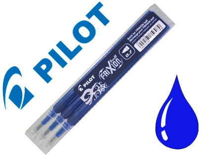 RECHARGE PILOT FRIXION BALL POINTE MOYENNE COLORIS BLEU   NUIT SET 3 UNITES