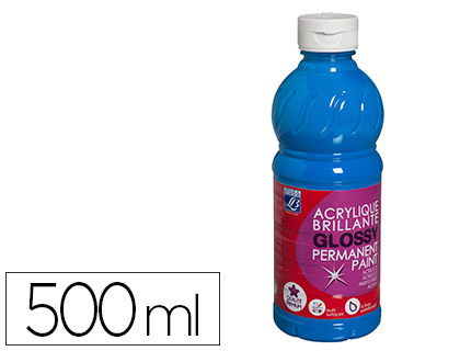 PEINTURE ACRYLIQUE LEFRANC BOURGEOIS GLOSSY FLUIDE BRILLANTE INDLBILE MULTI-SUPPORTS ARGENT FLACON 500ML
