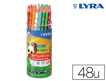CRAYON COULEUR LYRA GROOVE TRIANGULAIRE SLIM MINE ULTRA-RSISTANTE DIAMTRE 3MM COLORIS ASSORTIS POT 48 UNITS