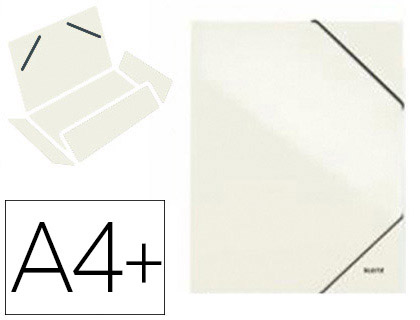 CHEMISE CARTON PELLICUL LEITZ WOW 24,1X31CM 250F 3 RABATS LASTIQUE COLORIS BLANC PERLE