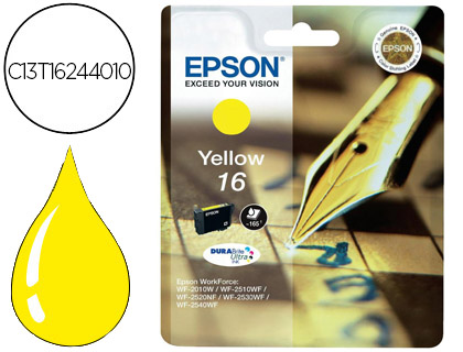 CARTOUCHE EPSON T1624 JET D'ENCRE C13T16244010 COULEUR JAUNE 165P