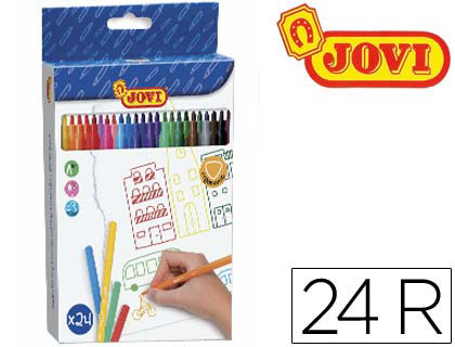FEUTRE COLORIAGE JOVI LAVABLE CAPUCHON SCURIT VENTIL POINTE SOLIDE 3MM 2 FORMATS FINE/MAXI POCHETTE 24 UNITS