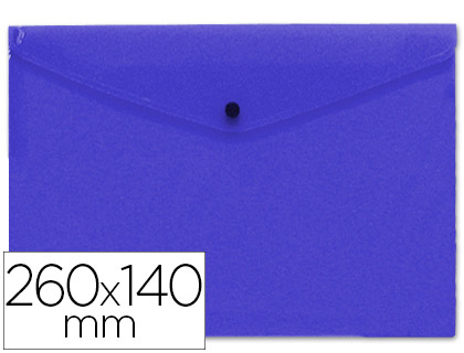 POCHETTE ENVELOPPE LIDERPAPEL POLYPROPYLNE 180 MICRONS 260X140MM 50F FERMETURE BOUTON RSISTANT TRANSPARENT BLEU