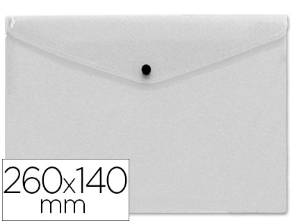 POCHETTE ENVELOPPE LIDERPAPEL POLYPROPYLNE 180 MICRONS 260X140MM 50F FERMETURE BOUTON RSISTANT TRANSPARENT