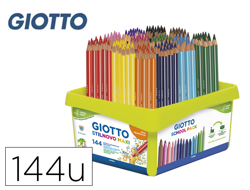 CRAYON COULEUR GIOTTO STILNOVO MAXI COLORIS         ASSORTIS SCHOOLPACK 144       UNITES