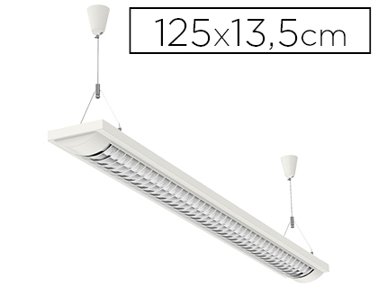 PLAFONNIER MAULLINE BASSE CONSOMMATION CLASSE A 2X36W CORDON 2.5M CORPS EN MÉTAL THERMOLAQUÉ BLANC 1250MM