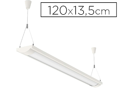 PLAFONNIER MAULÉCO LED BASSE CONSOMMATION CLASSE A+ 46W CORDON 2.5M CORPS EN MÉTAL THERMOLAQUÉ BLANC 1195MM