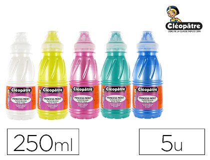 PEINTURE ACRYLIQUE CLOPTRE NACRE TOUS SUPPORTS FLACON DE 250ML COLORIS ASSORTIS LOT 5 UNITS